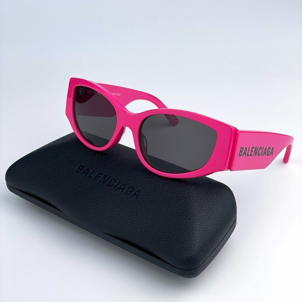 SALE! NEW Balenciaga BB0258S 004 Pink Fuchsia Grey Oval Women Sunglasses BARBIE - Picture 1 of 10